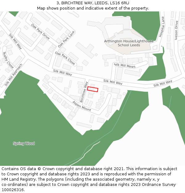 3, BIRCHTREE WAY, LEEDS, LS16 6RU: Location map and indicative extent of plot