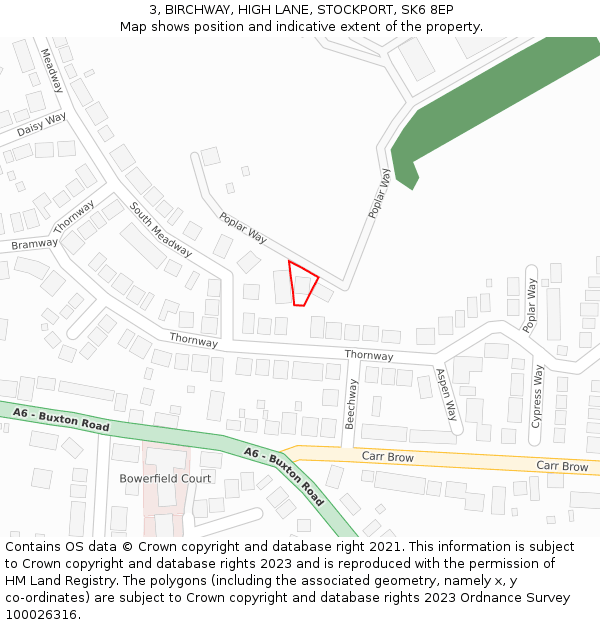 3, BIRCHWAY, HIGH LANE, STOCKPORT, SK6 8EP: Location map and indicative extent of plot