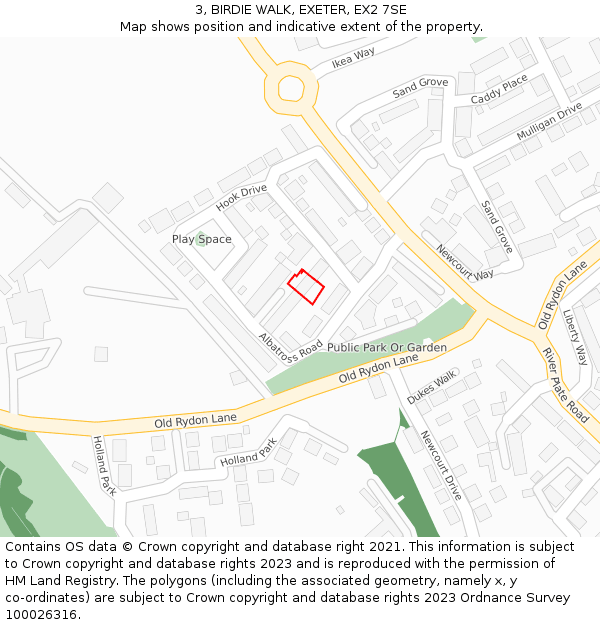 3, BIRDIE WALK, EXETER, EX2 7SE: Location map and indicative extent of plot