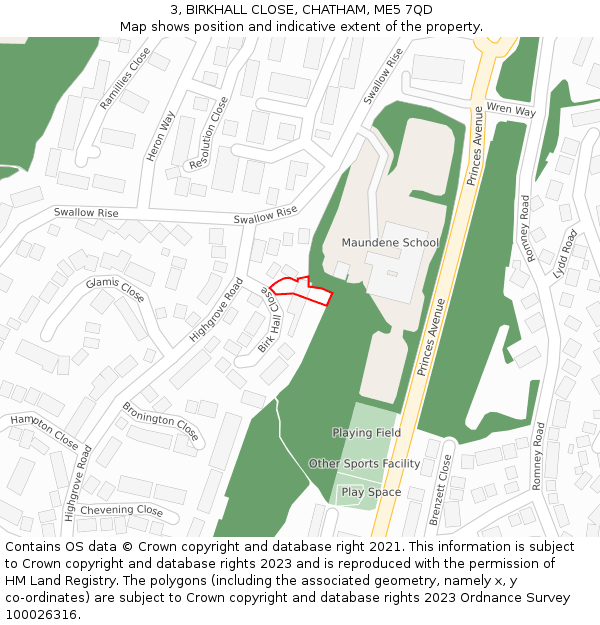 3, BIRKHALL CLOSE, CHATHAM, ME5 7QD: Location map and indicative extent of plot