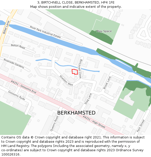 3, BIRTCHNELL CLOSE, BERKHAMSTED, HP4 1FE: Location map and indicative extent of plot