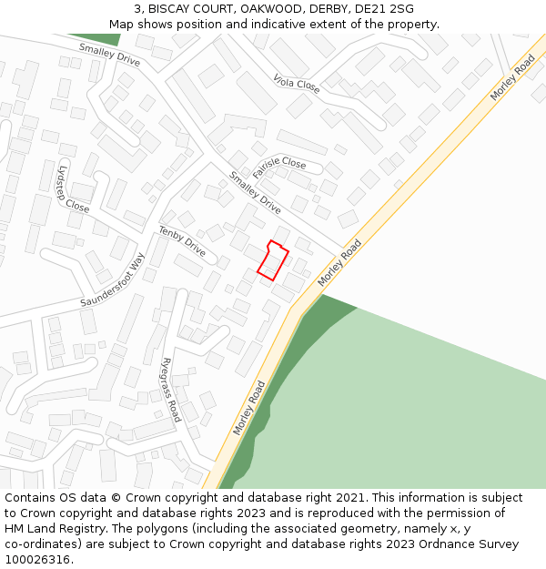 3, BISCAY COURT, OAKWOOD, DERBY, DE21 2SG: Location map and indicative extent of plot