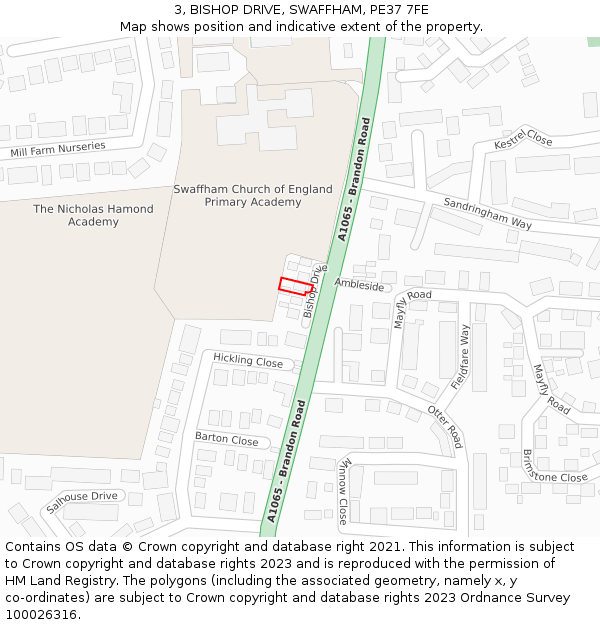 3, BISHOP DRIVE, SWAFFHAM, PE37 7FE: Location map and indicative extent of plot