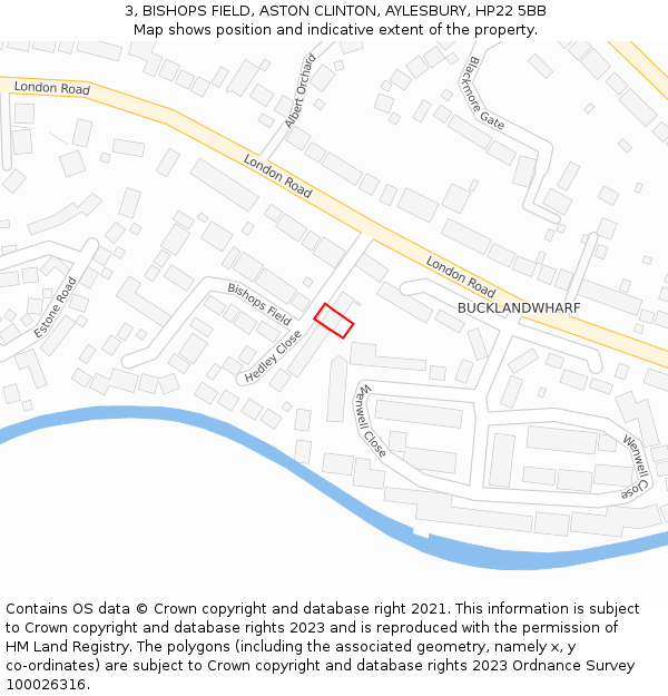 3, BISHOPS FIELD, ASTON CLINTON, AYLESBURY, HP22 5BB: Location map and indicative extent of plot