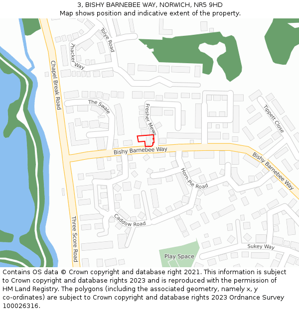 3, BISHY BARNEBEE WAY, NORWICH, NR5 9HD: Location map and indicative extent of plot