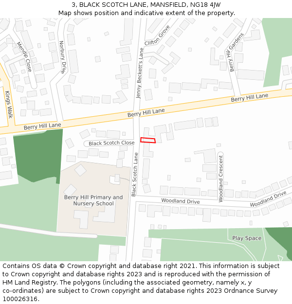 3, BLACK SCOTCH LANE, MANSFIELD, NG18 4JW: Location map and indicative extent of plot