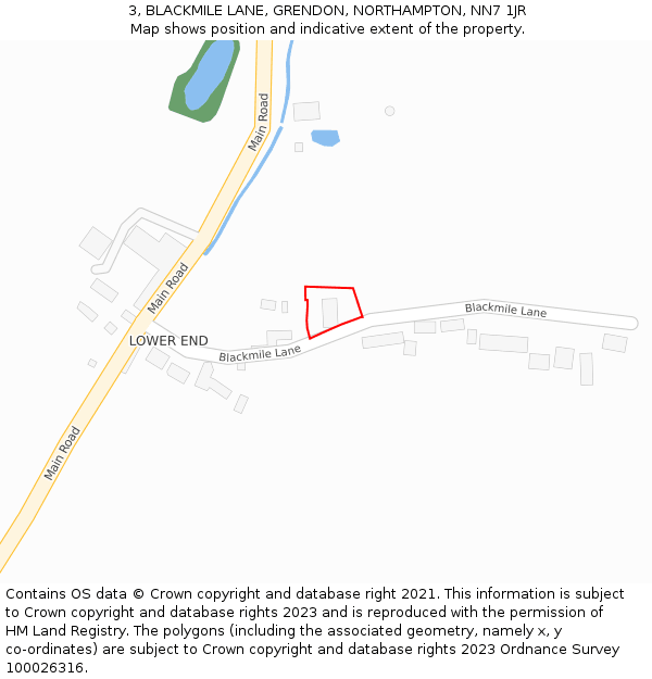 3, BLACKMILE LANE, GRENDON, NORTHAMPTON, NN7 1JR: Location map and indicative extent of plot