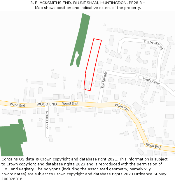 3, BLACKSMITHS END, BLUNTISHAM, HUNTINGDON, PE28 3JH: Location map and indicative extent of plot