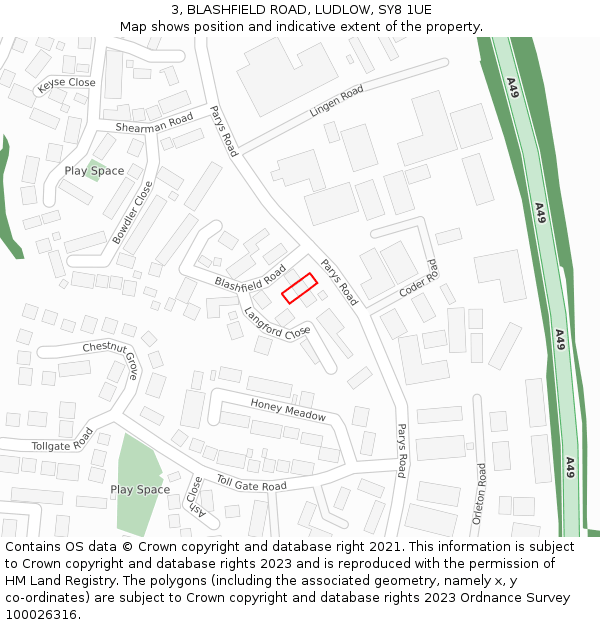 3, BLASHFIELD ROAD, LUDLOW, SY8 1UE: Location map and indicative extent of plot