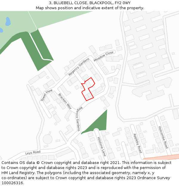 3, BLUEBELL CLOSE, BLACKPOOL, FY2 0WY: Location map and indicative extent of plot