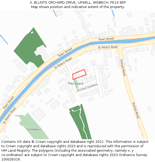 3, BLUNTS ORCHARD DRIVE, UPWELL, WISBECH, PE14 9EP: Location map and indicative extent of plot