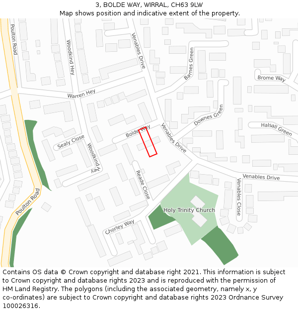 3, BOLDE WAY, WIRRAL, CH63 9LW: Location map and indicative extent of plot