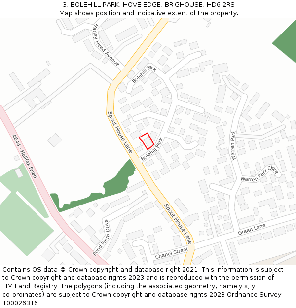 3, BOLEHILL PARK, HOVE EDGE, BRIGHOUSE, HD6 2RS: Location map and indicative extent of plot