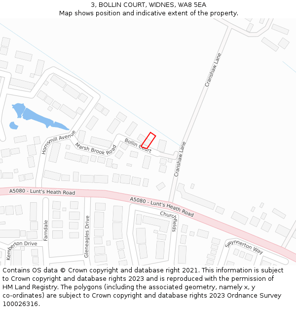 3, BOLLIN COURT, WIDNES, WA8 5EA: Location map and indicative extent of plot