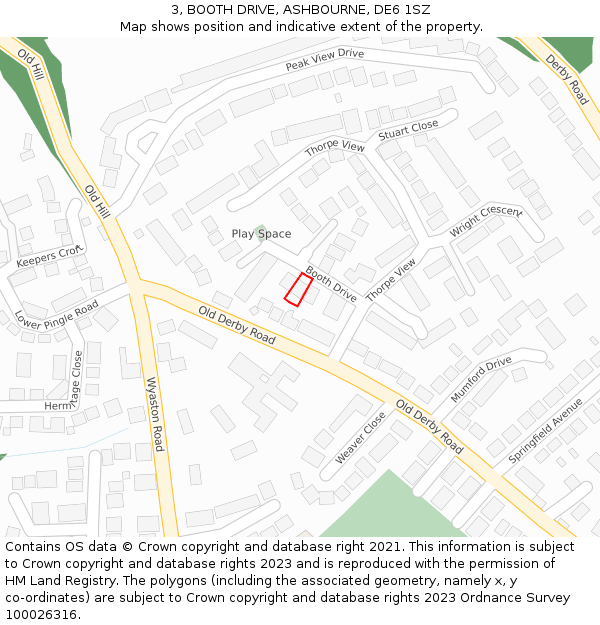 3, BOOTH DRIVE, ASHBOURNE, DE6 1SZ: Location map and indicative extent of plot