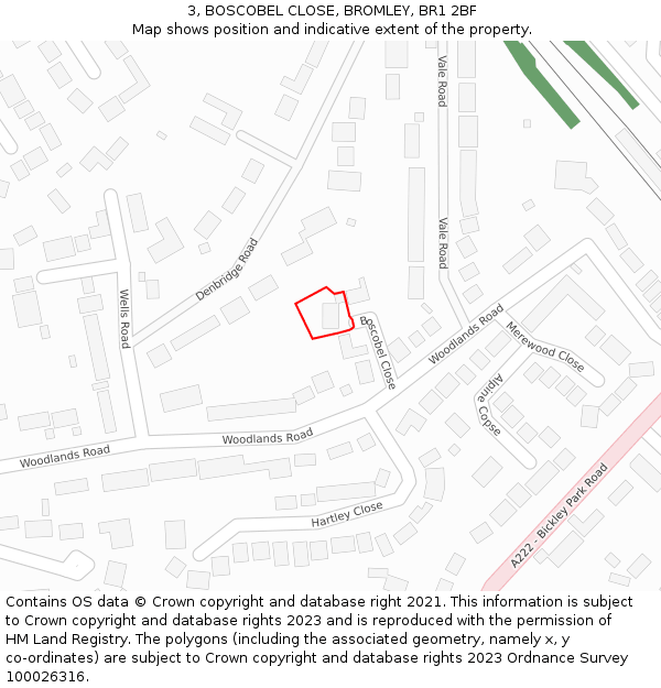 3, BOSCOBEL CLOSE, BROMLEY, BR1 2BF: Location map and indicative extent of plot