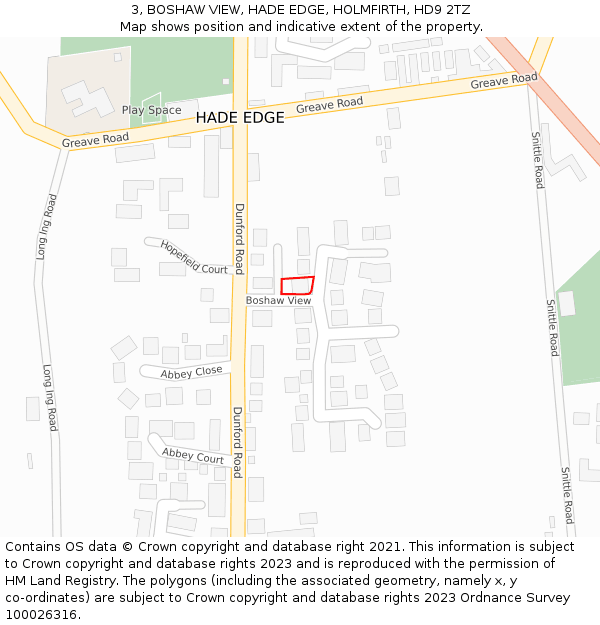 3, BOSHAW VIEW, HADE EDGE, HOLMFIRTH, HD9 2TZ: Location map and indicative extent of plot