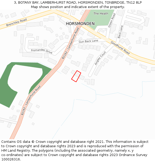 3, BOTANY BAY, LAMBERHURST ROAD, HORSMONDEN, TONBRIDGE, TN12 8LP: Location map and indicative extent of plot