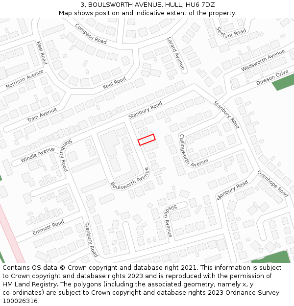 3, BOULSWORTH AVENUE, HULL, HU6 7DZ: Location map and indicative extent of plot