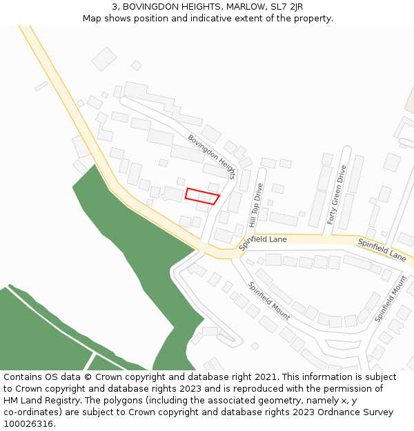 3, BOVINGDON HEIGHTS, MARLOW, SL7 2JR: Location map and indicative extent of plot