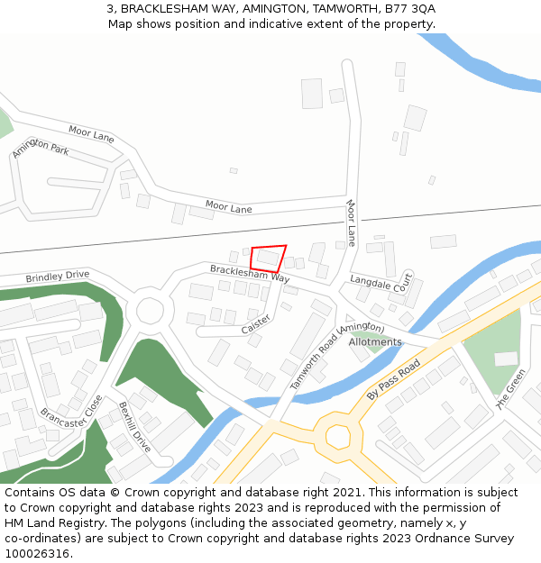3, BRACKLESHAM WAY, AMINGTON, TAMWORTH, B77 3QA: Location map and indicative extent of plot