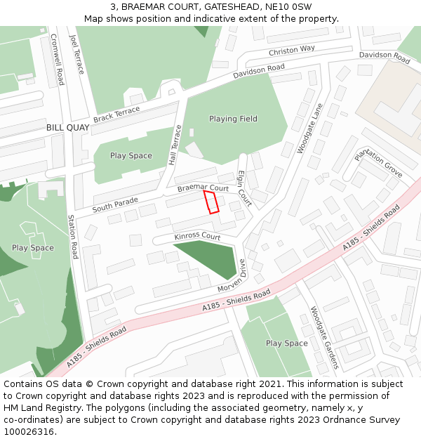 3, BRAEMAR COURT, GATESHEAD, NE10 0SW: Location map and indicative extent of plot