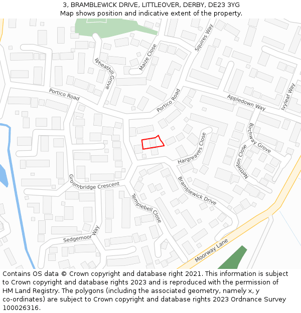 3, BRAMBLEWICK DRIVE, LITTLEOVER, DERBY, DE23 3YG: Location map and indicative extent of plot