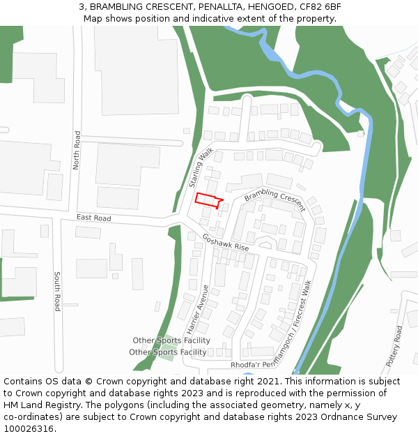 3, BRAMBLING CRESCENT, PENALLTA, HENGOED, CF82 6BF: Location map and indicative extent of plot