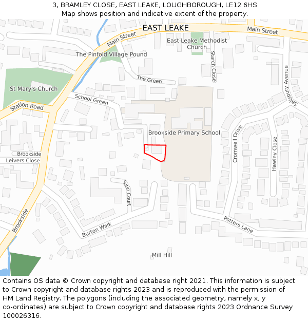 3, BRAMLEY CLOSE, EAST LEAKE, LOUGHBOROUGH, LE12 6HS: Location map and indicative extent of plot