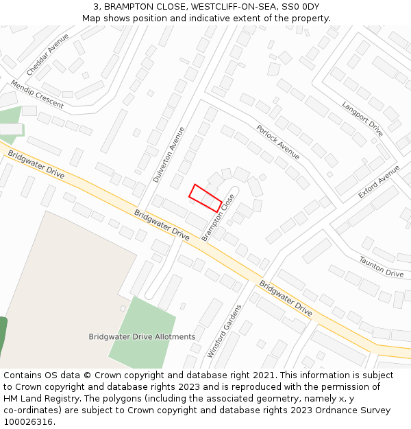 3, BRAMPTON CLOSE, WESTCLIFF-ON-SEA, SS0 0DY: Location map and indicative extent of plot