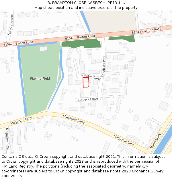 3, BRAMPTON CLOSE, WISBECH, PE13 1LU: Location map and indicative extent of plot