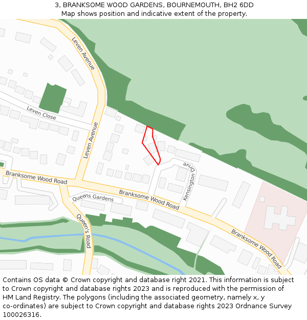 3, BRANKSOME WOOD GARDENS, BOURNEMOUTH, BH2 6DD: Location map and indicative extent of plot