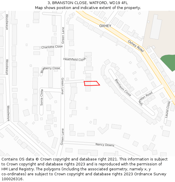 3, BRANSTON CLOSE, WATFORD, WD19 4FL: Location map and indicative extent of plot