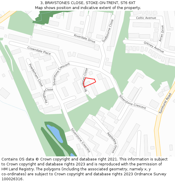 3, BRAYSTONES CLOSE, STOKE-ON-TRENT, ST6 6XT: Location map and indicative extent of plot