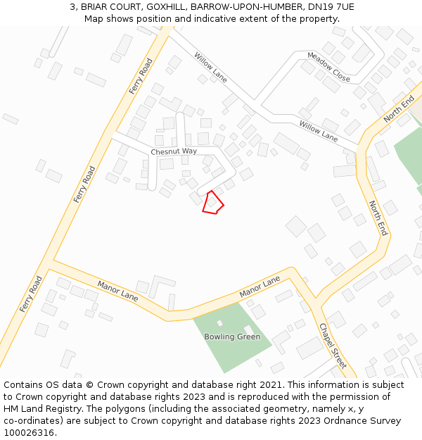 3, BRIAR COURT, GOXHILL, BARROW-UPON-HUMBER, DN19 7UE: Location map and indicative extent of plot