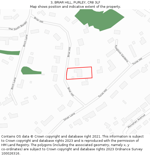 3, BRIAR HILL, PURLEY, CR8 3LF: Location map and indicative extent of plot