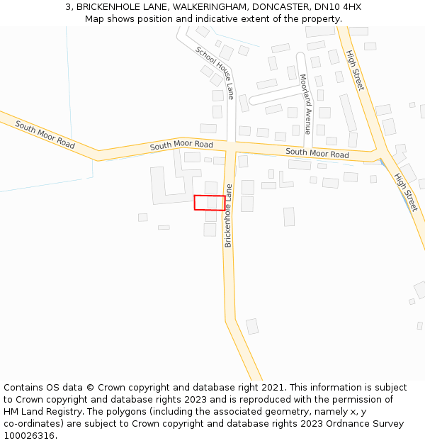 3, BRICKENHOLE LANE, WALKERINGHAM, DONCASTER, DN10 4HX: Location map and indicative extent of plot