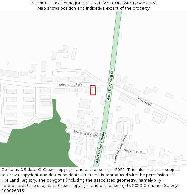 3, BRICKHURST PARK, JOHNSTON, HAVERFORDWEST, SA62 3PA: Location map and indicative extent of plot