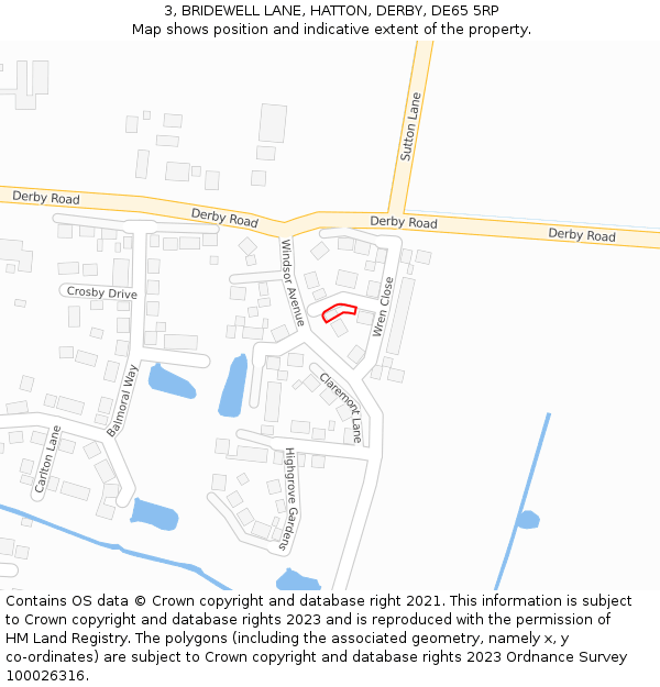 3, BRIDEWELL LANE, HATTON, DERBY, DE65 5RP: Location map and indicative extent of plot