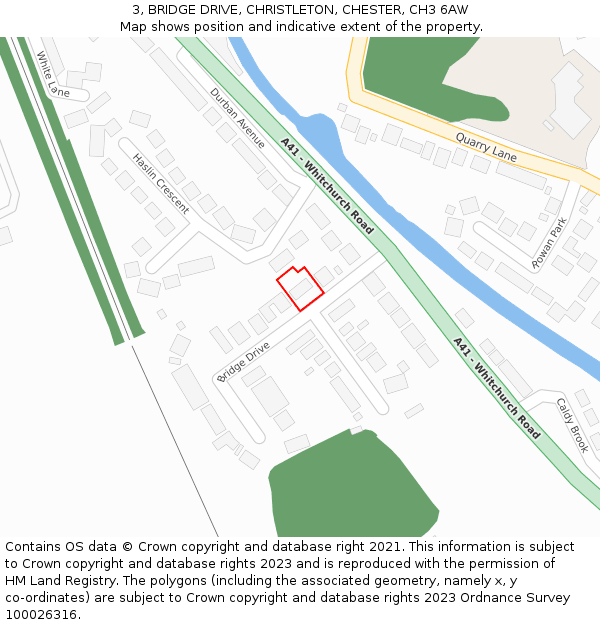 3, BRIDGE DRIVE, CHRISTLETON, CHESTER, CH3 6AW: Location map and indicative extent of plot