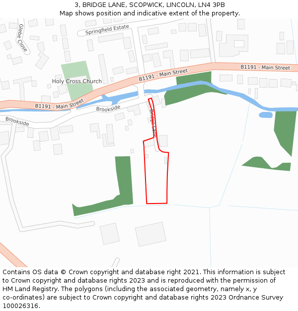 3, BRIDGE LANE, SCOPWICK, LINCOLN, LN4 3PB: Location map and indicative extent of plot