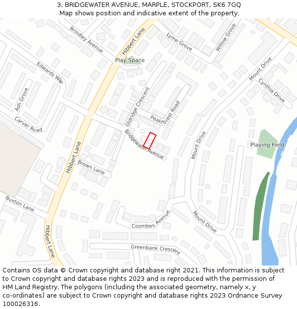 3, BRIDGEWATER AVENUE, MARPLE, STOCKPORT, SK6 7GQ: Location map and indicative extent of plot