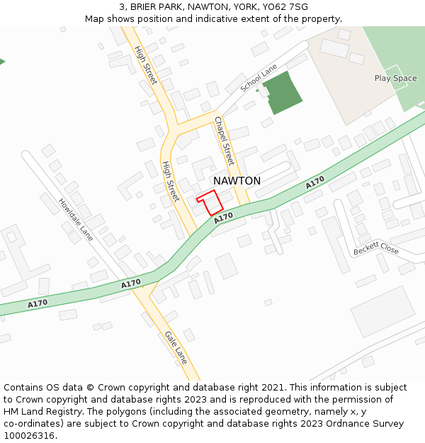 3, BRIER PARK, NAWTON, YORK, YO62 7SG: Location map and indicative extent of plot