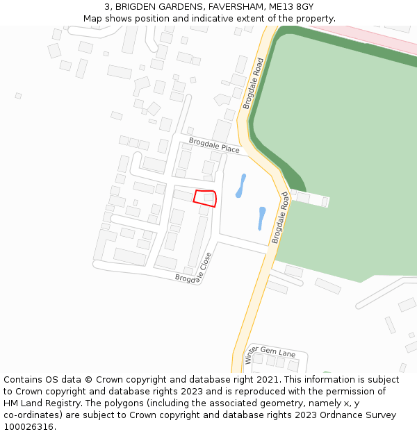 3, BRIGDEN GARDENS, FAVERSHAM, ME13 8GY: Location map and indicative extent of plot