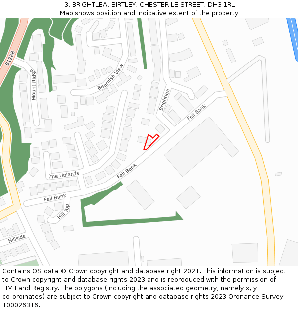 3, BRIGHTLEA, BIRTLEY, CHESTER LE STREET, DH3 1RL: Location map and indicative extent of plot