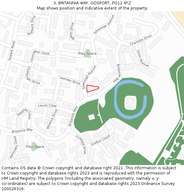 3, BRITANNIA WAY, GOSPORT, PO12 4FZ: Location map and indicative extent of plot