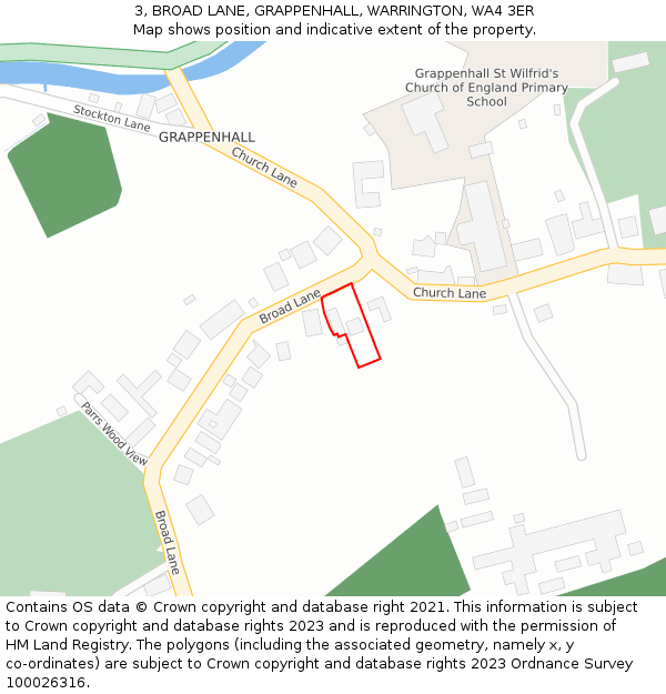 3, BROAD LANE, GRAPPENHALL, WARRINGTON, WA4 3ER: Location map and indicative extent of plot