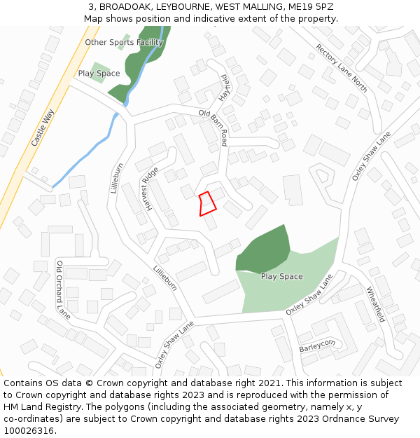 3, BROADOAK, LEYBOURNE, WEST MALLING, ME19 5PZ: Location map and indicative extent of plot
