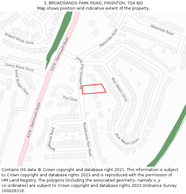 3, BROADSANDS PARK ROAD, PAIGNTON, TQ4 6JG: Location map and indicative extent of plot