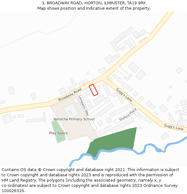 3, BROADWAY ROAD, HORTON, ILMINSTER, TA19 9RX: Location map and indicative extent of plot